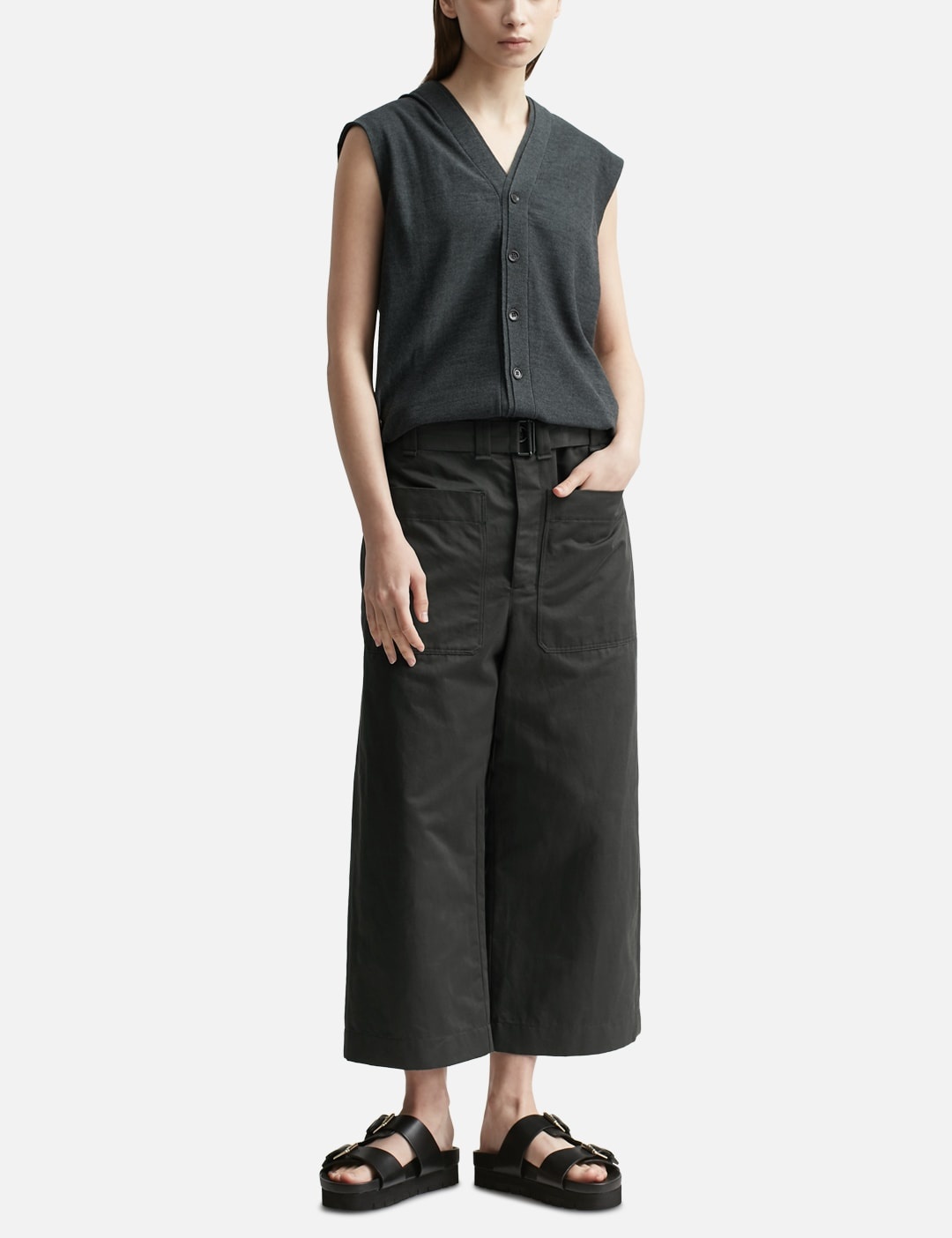 CROPPED BELTED PANTS - 4