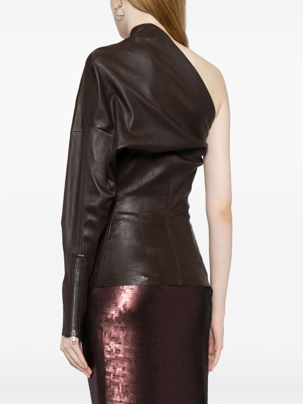 Luxor one-shoulder leather top - 4