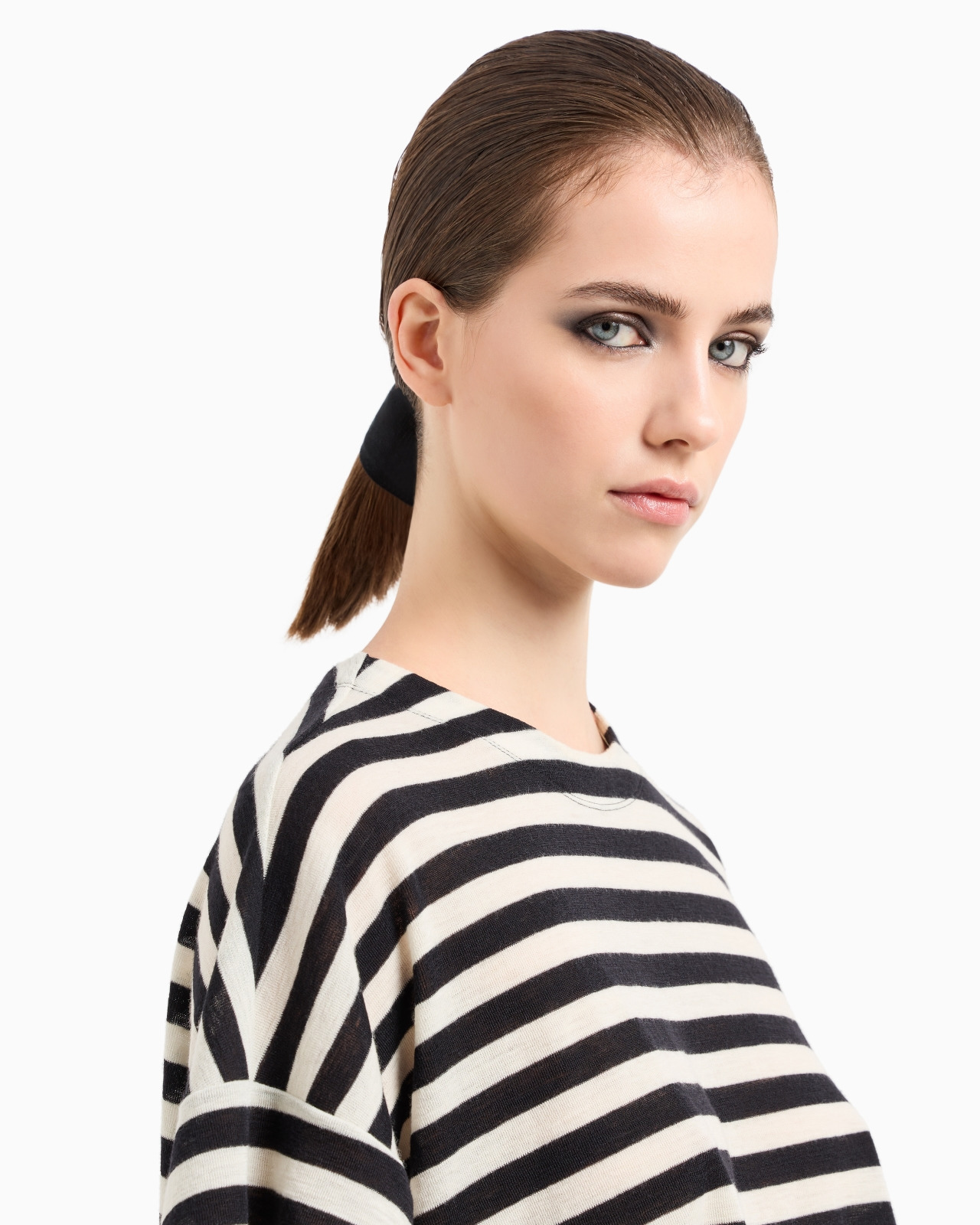 STRIPED VIRGIN WOOL CROPPED T-SHIRT - 4