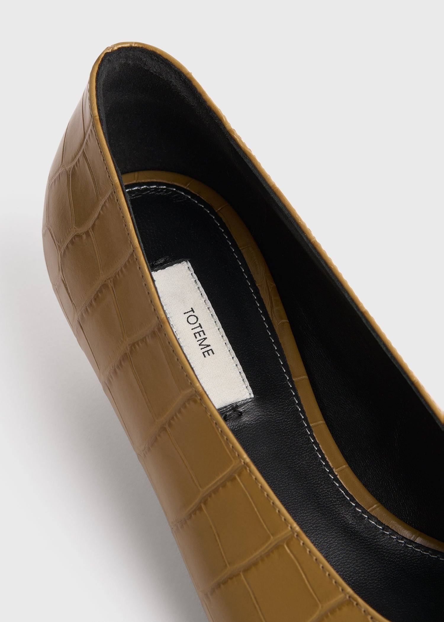 Sharp croco-embossed kitten pumps biscuit - 5