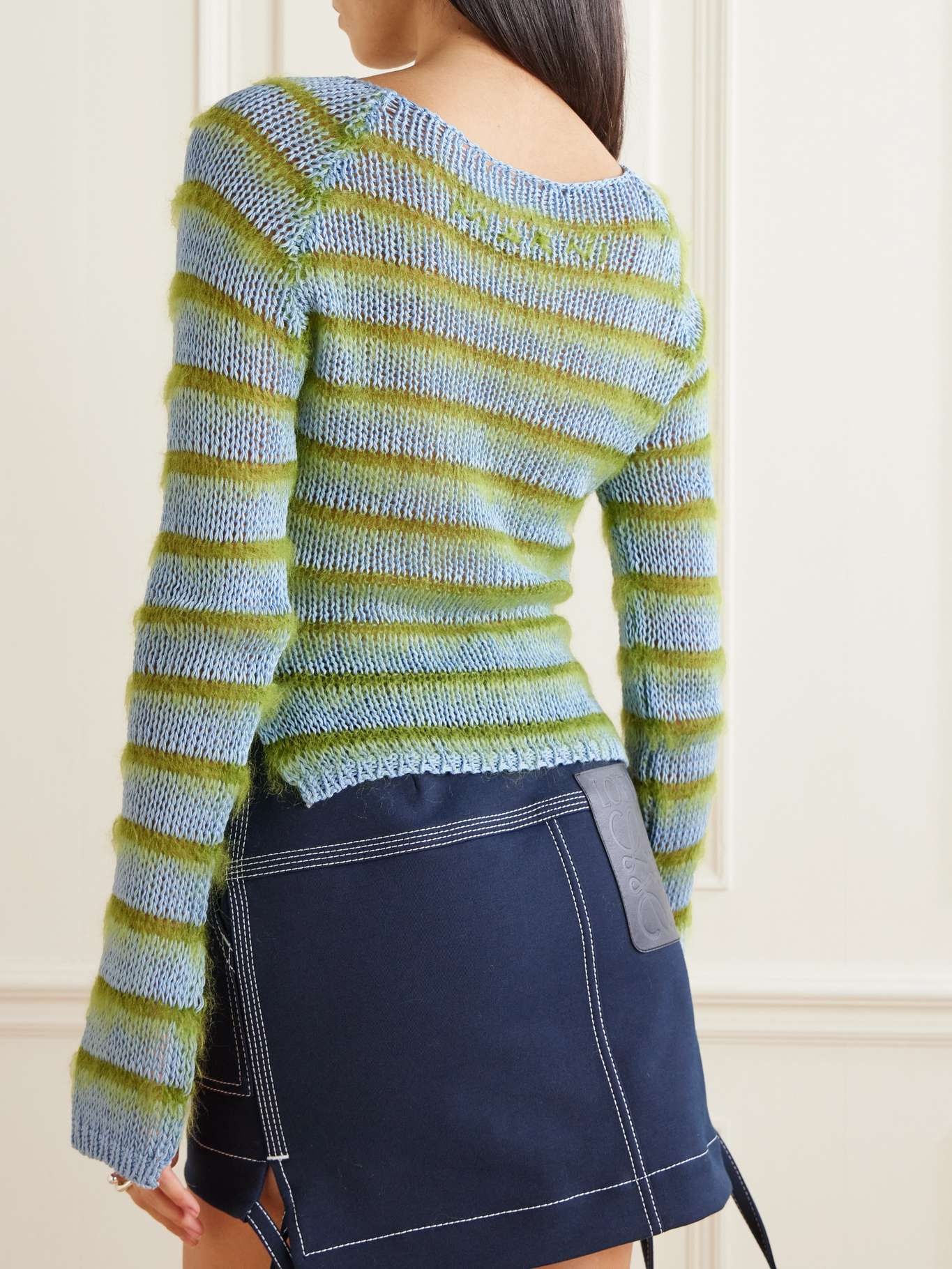 Striped cotton and brushed mohair-blend sweater - 3