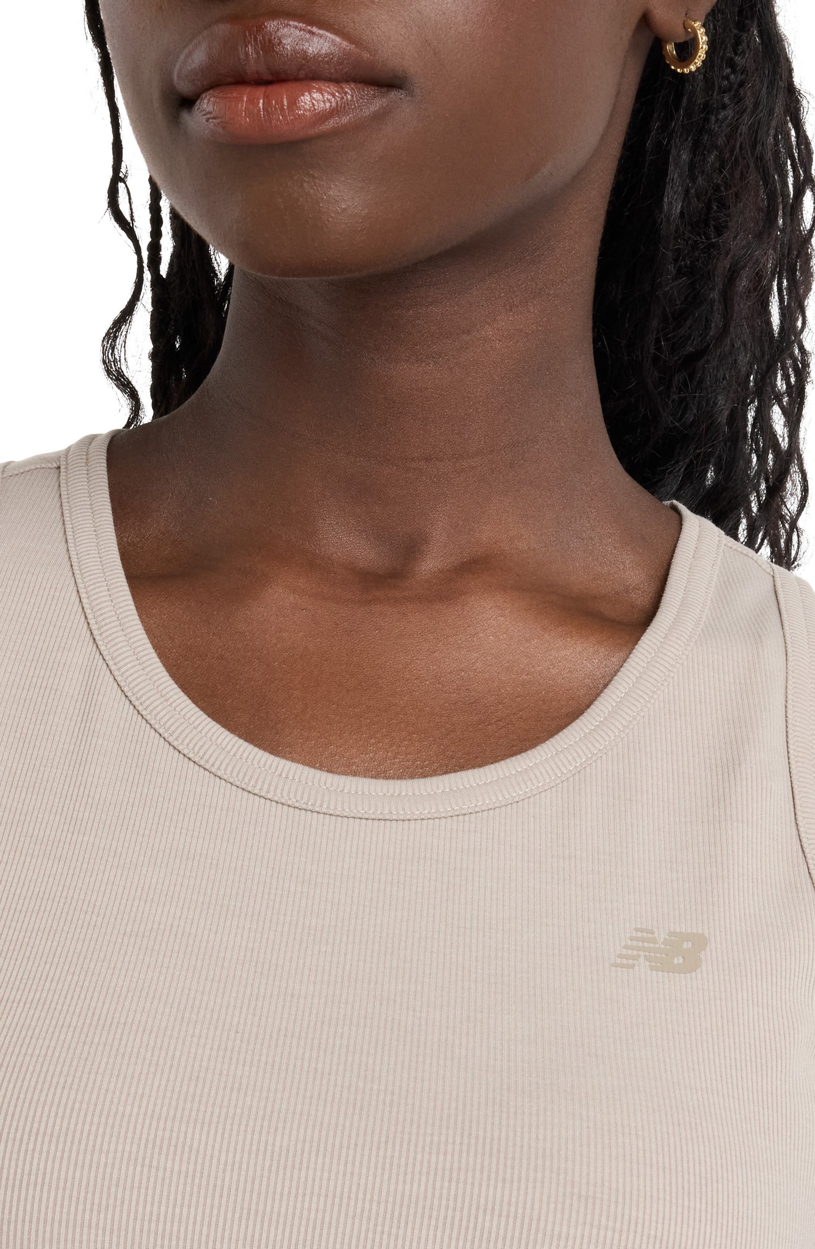 New Balance Performance Rib Crop Tank in Arid Stone at Nordstrom - 4