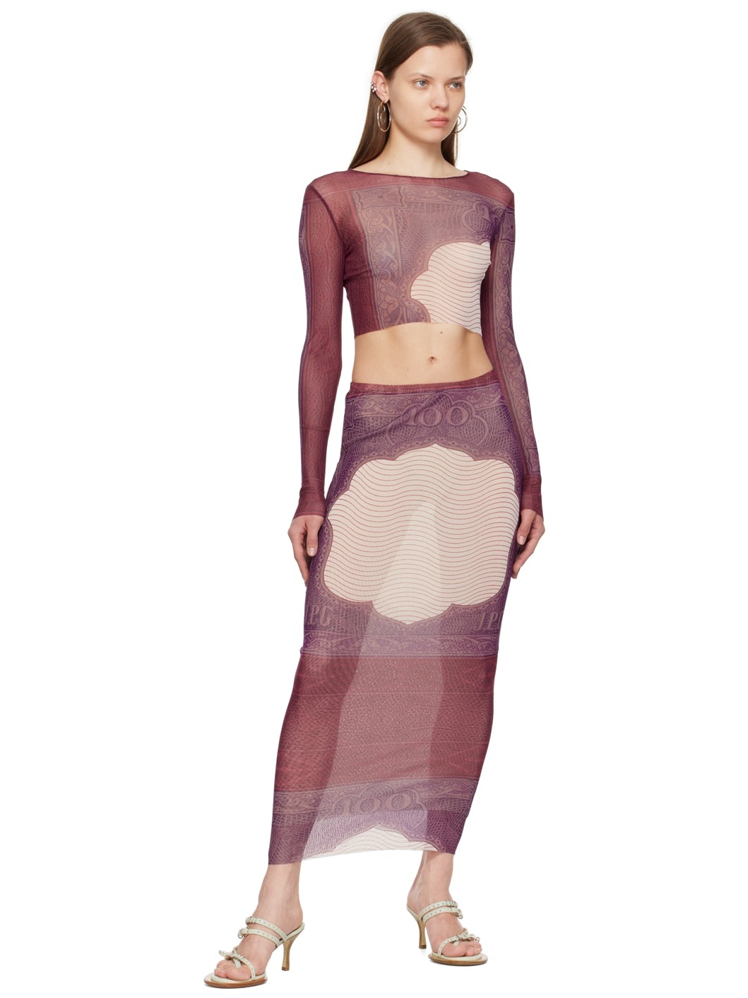 Burgundy & Purple 'The Cartouche' Maxi Skirt - 4