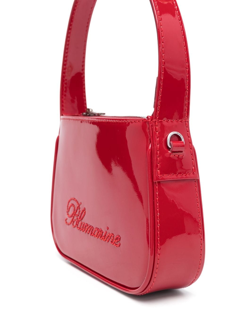 rhinestone-logo patent-finish tote bag - 4