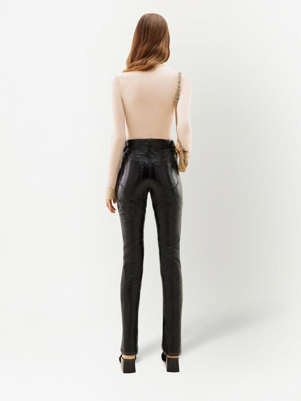 five-pocket vinyl straight trousers - 4