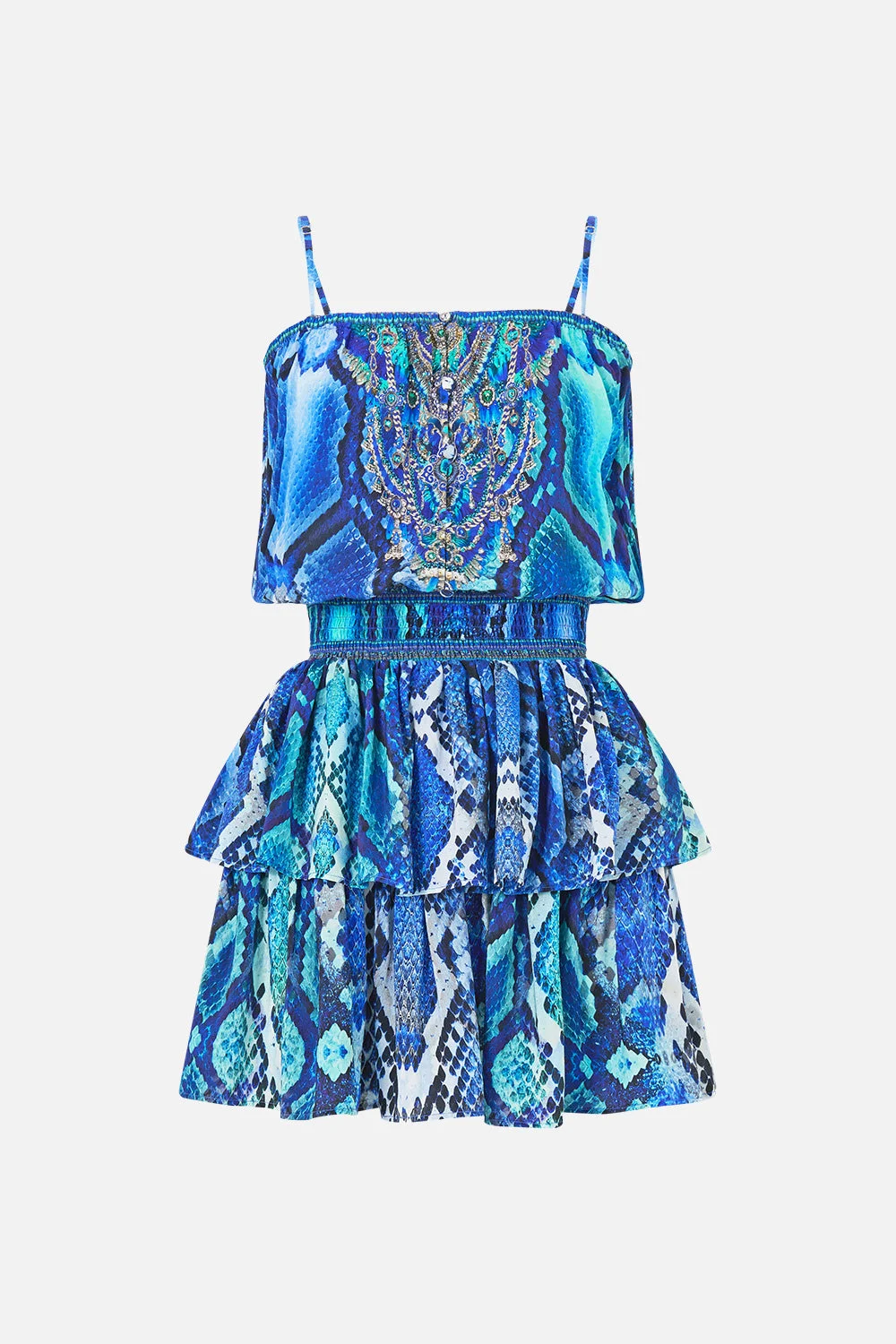 SHIRRED WAIST MINI DRESS THE SAPPHIRE SERPENT - 1