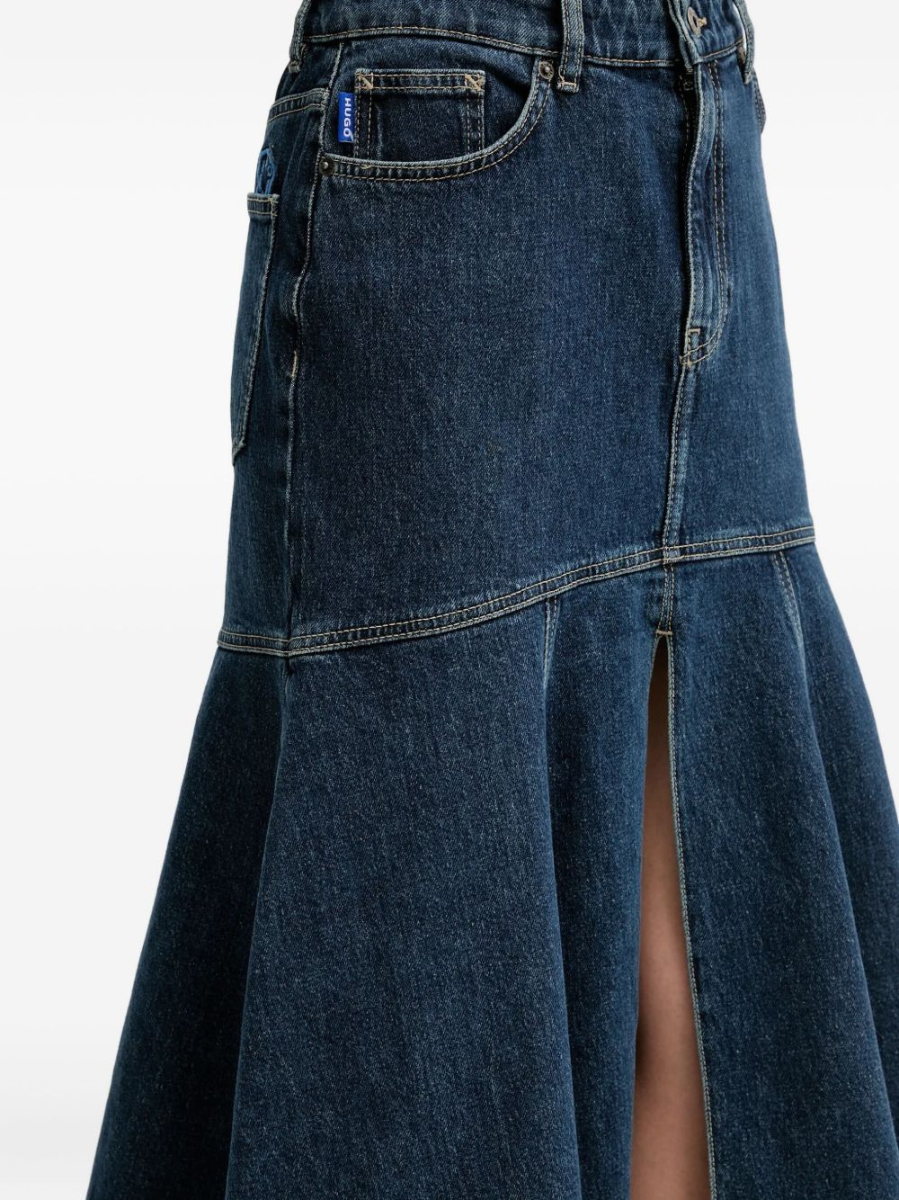 denim flared midi skirt - 4