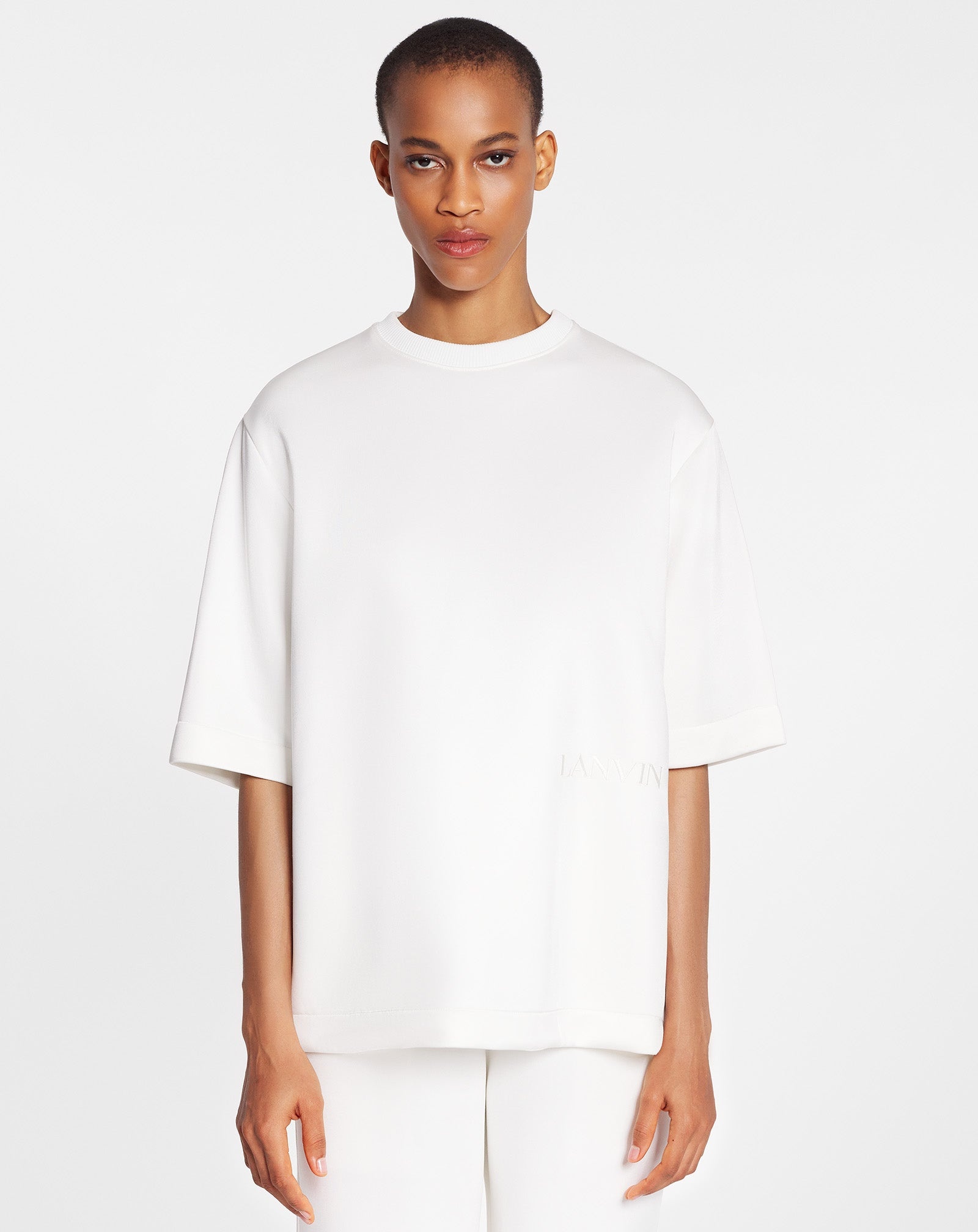 RELAXED FIT LANVIN LOGO TEE IN GLOSSY DOUBLE JERSEY - 3