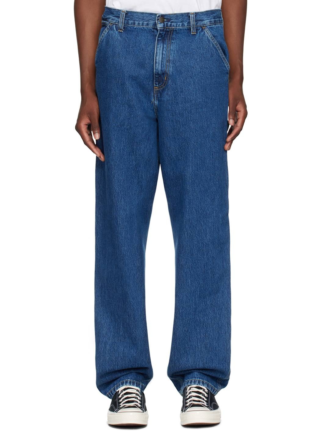 Blue Single Knee Jeans - 1