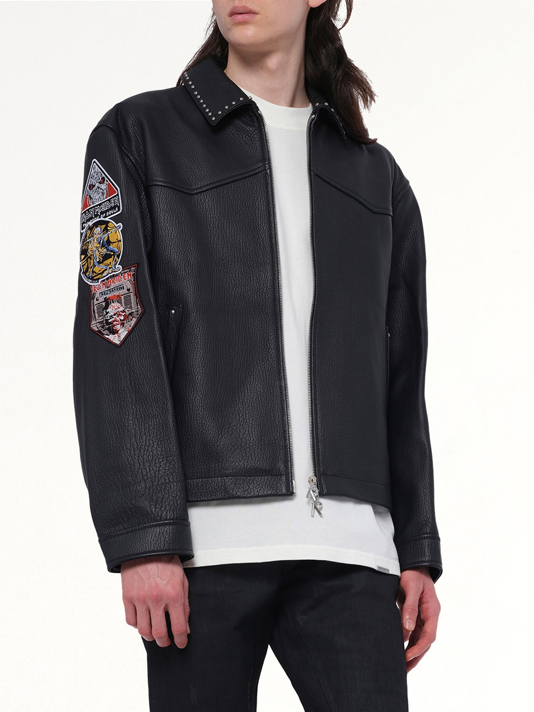 Iron Maiden Trooper Leather Jacket in Jet Black - 6