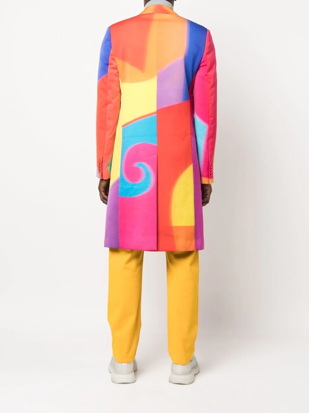 colour-block single-breasted coat - 4