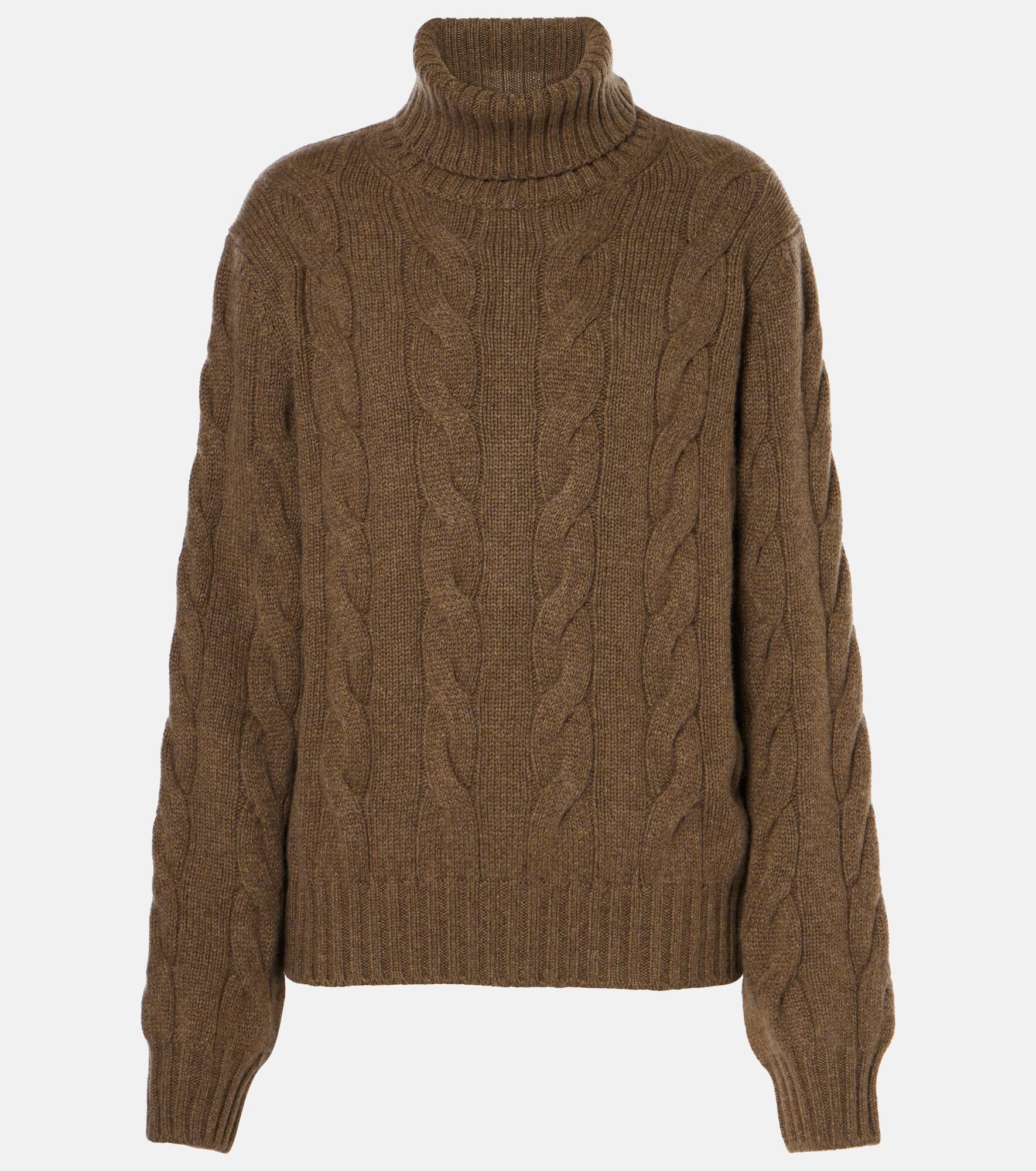 Napier cable-knit cashmere turtleneck sweater - 1