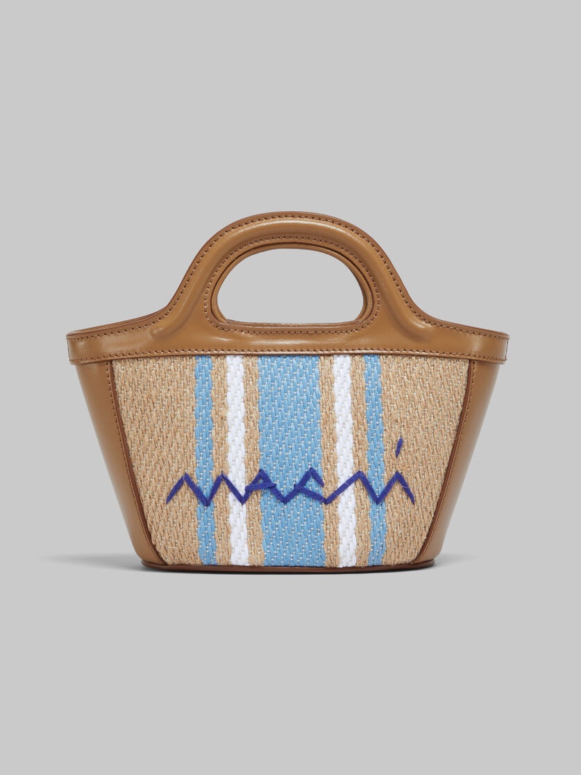 TROPICALIA MICRO BAG IN BROWN LEATHER AND RAFFIA-EFFECT FABRIC - 4