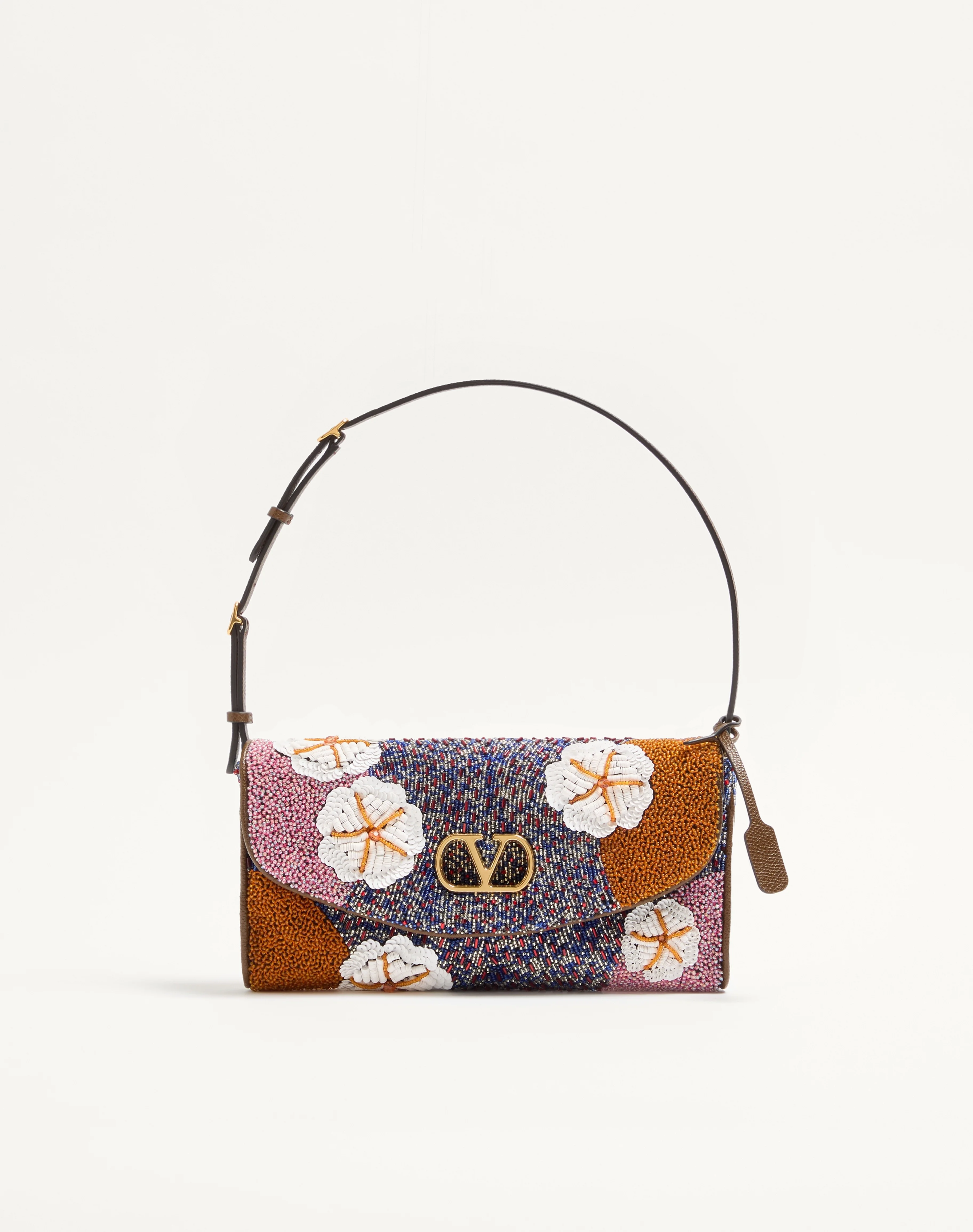 VALENTINO GARAVANI DEVAIN SMALL EMBROIDERED SHOULDER BAG - 1