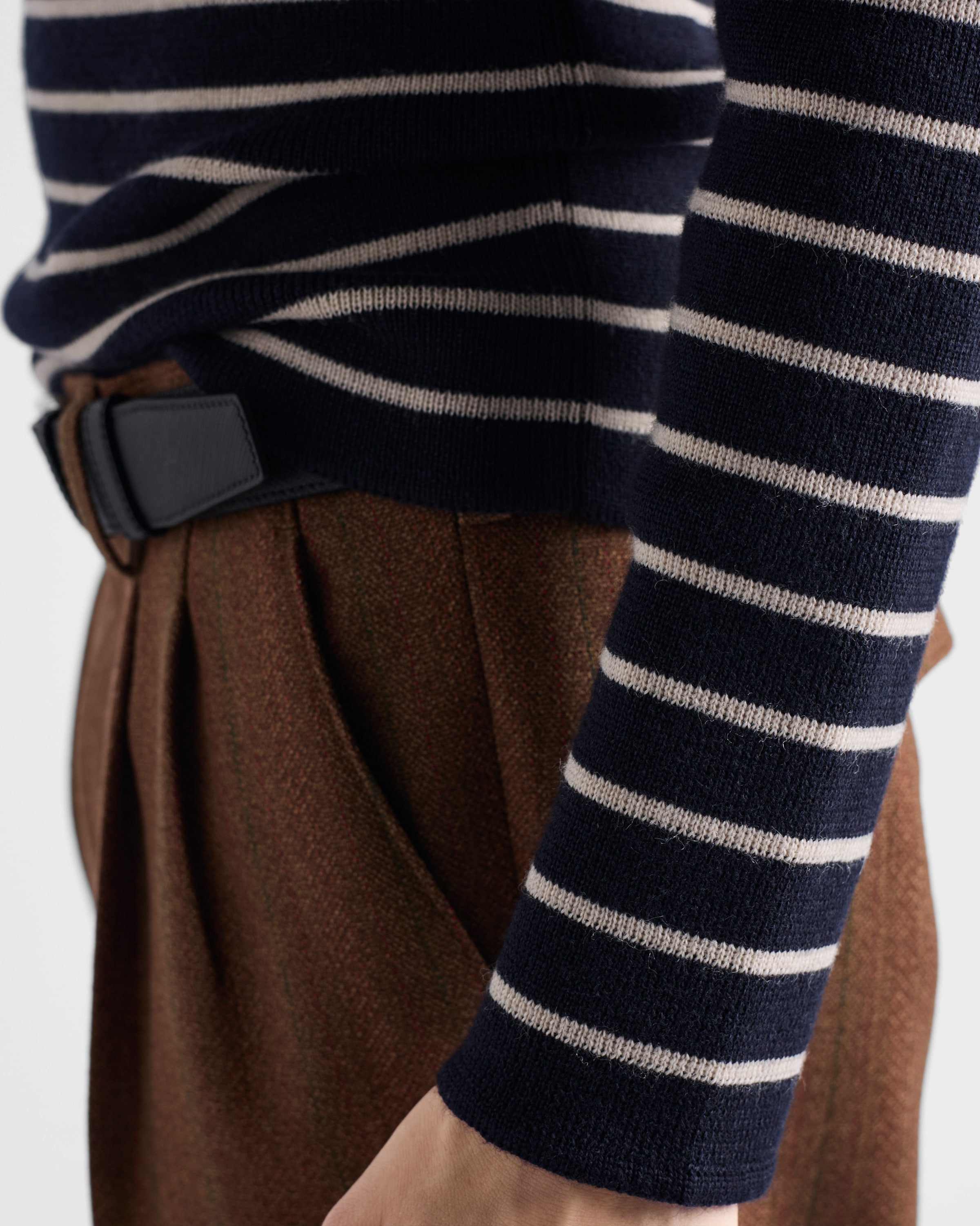 Striped superfine wool crew-neck sweater - 6