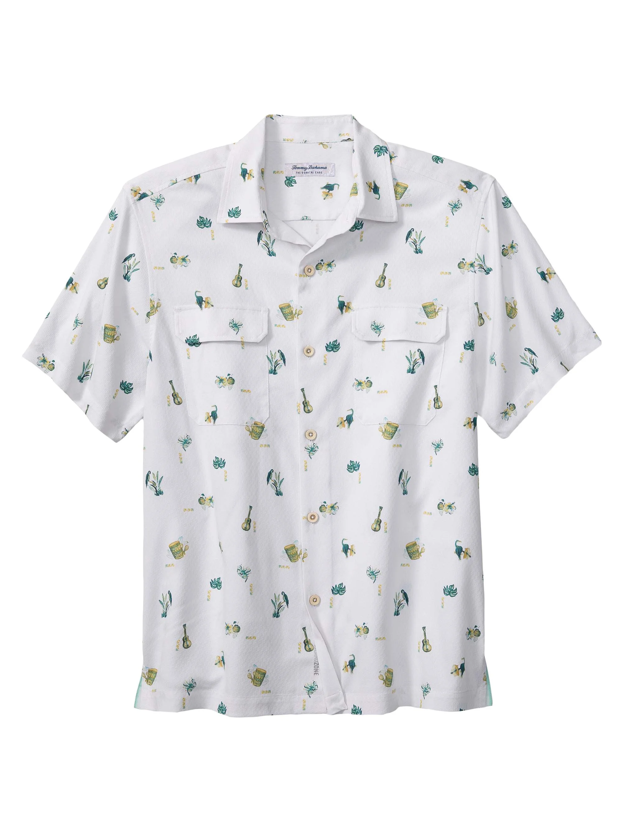 Men's Coastal Ease Petite Tropics Short-Sleeve Shirt - White - 1