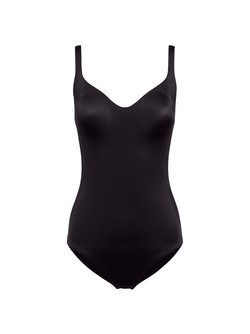 Women's Formfitting Sleeveless V-Neck Bodysuit - Black 1