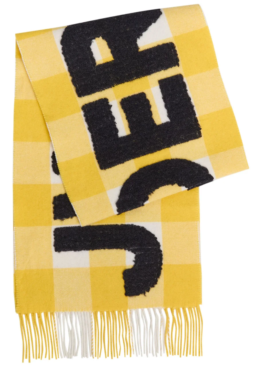 JW Anderson Logo Checked Wool-blend Scarf - 1