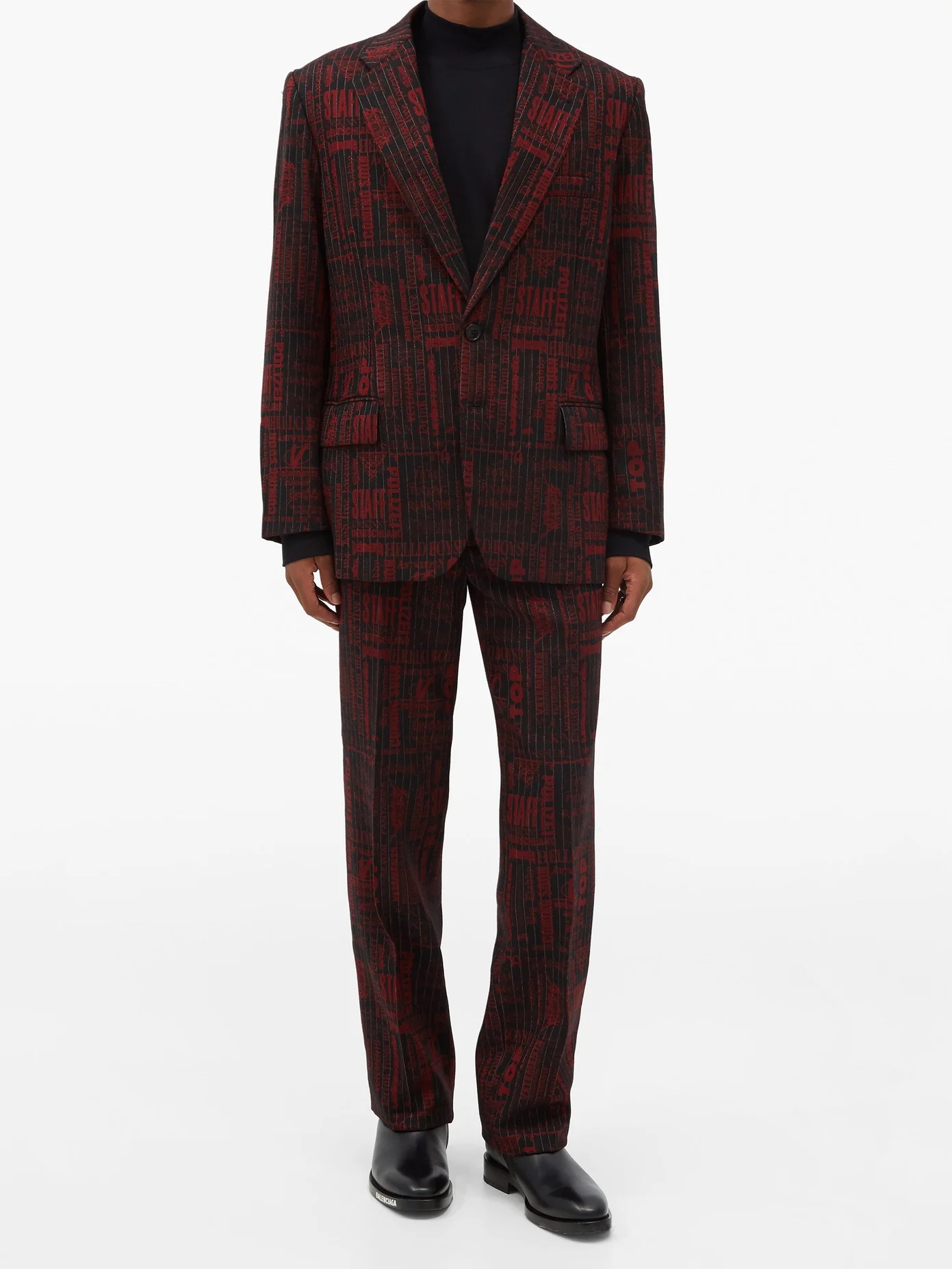 Logo-jacquard wool-blend blazer - 6