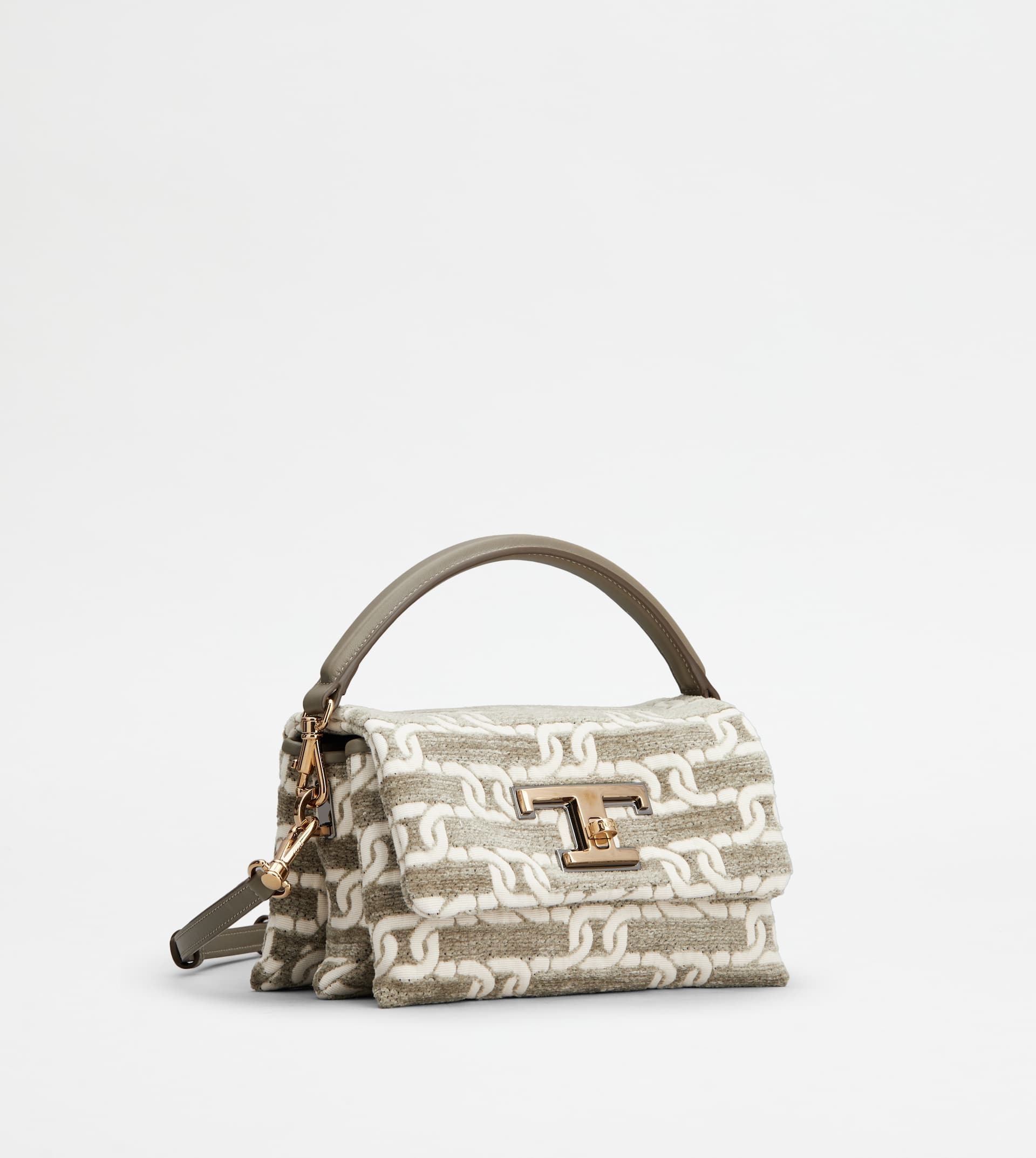 T TIMELESS FLAP BAG IN LEATHER MICRO - GREY, OFF WHITE - 6