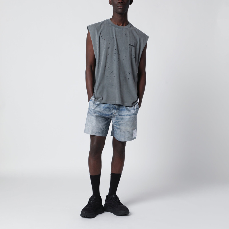 SATISFY MothTech Faded Black tank top with perforations outlook