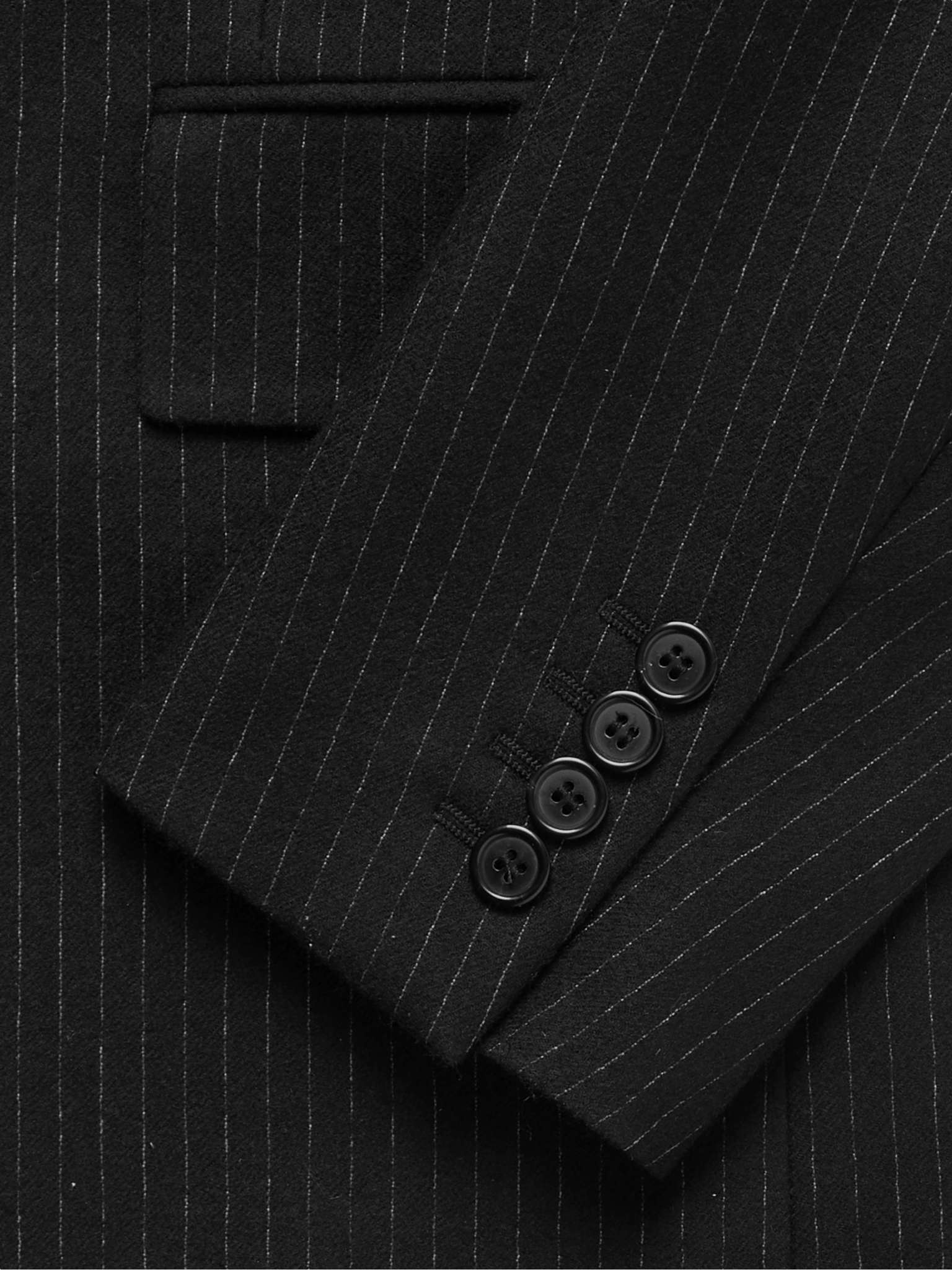 Double-Breasted Pinstriped Wool and Cotton-Blend Flannel Blazer - 5