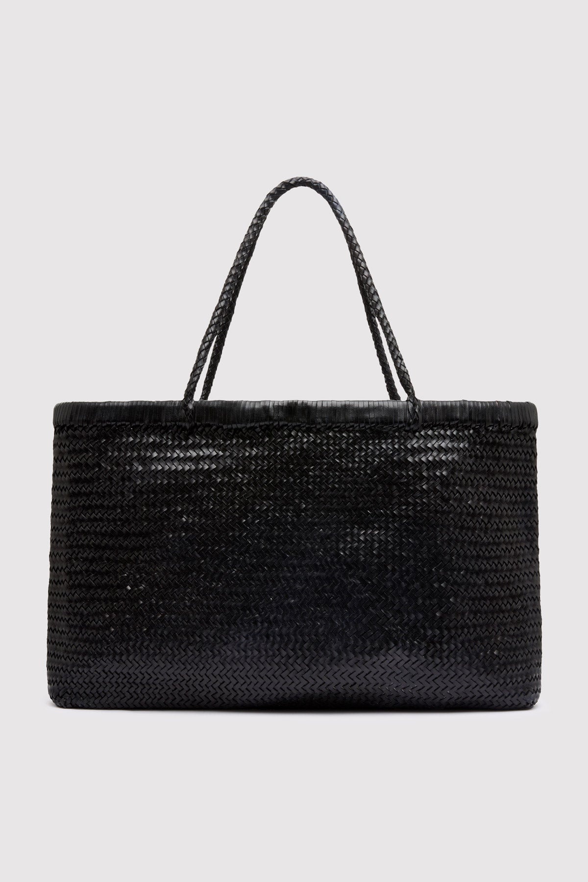 Wide Bagu Woven Tote - Black - 4