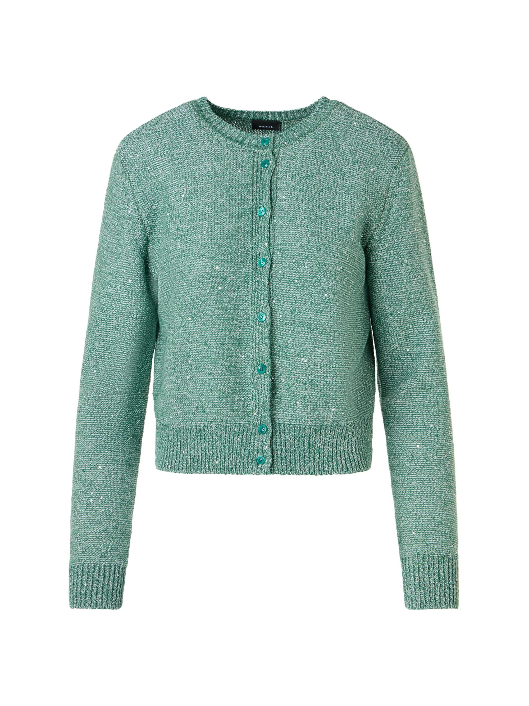Women's Micro Sequined Linen-Blend Cardigan - Tourmaline - 1