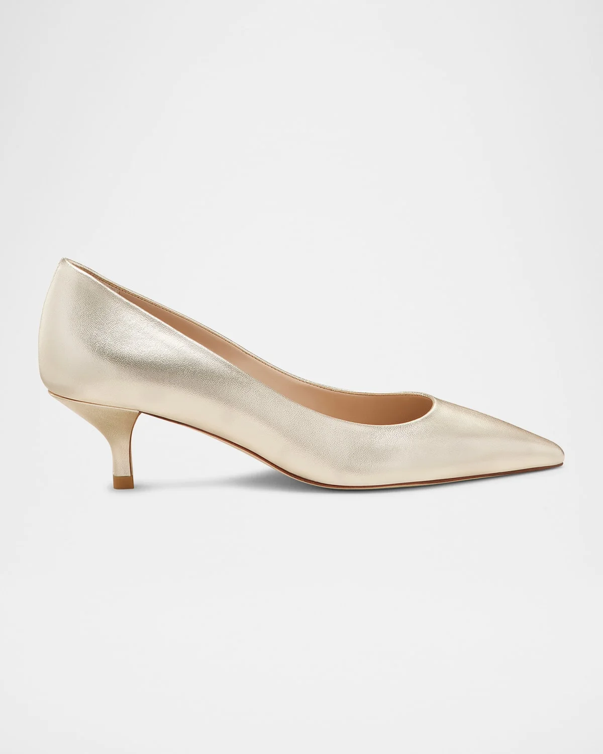 Stuart Metallic Leather Kitten-Heel Pumps - 1