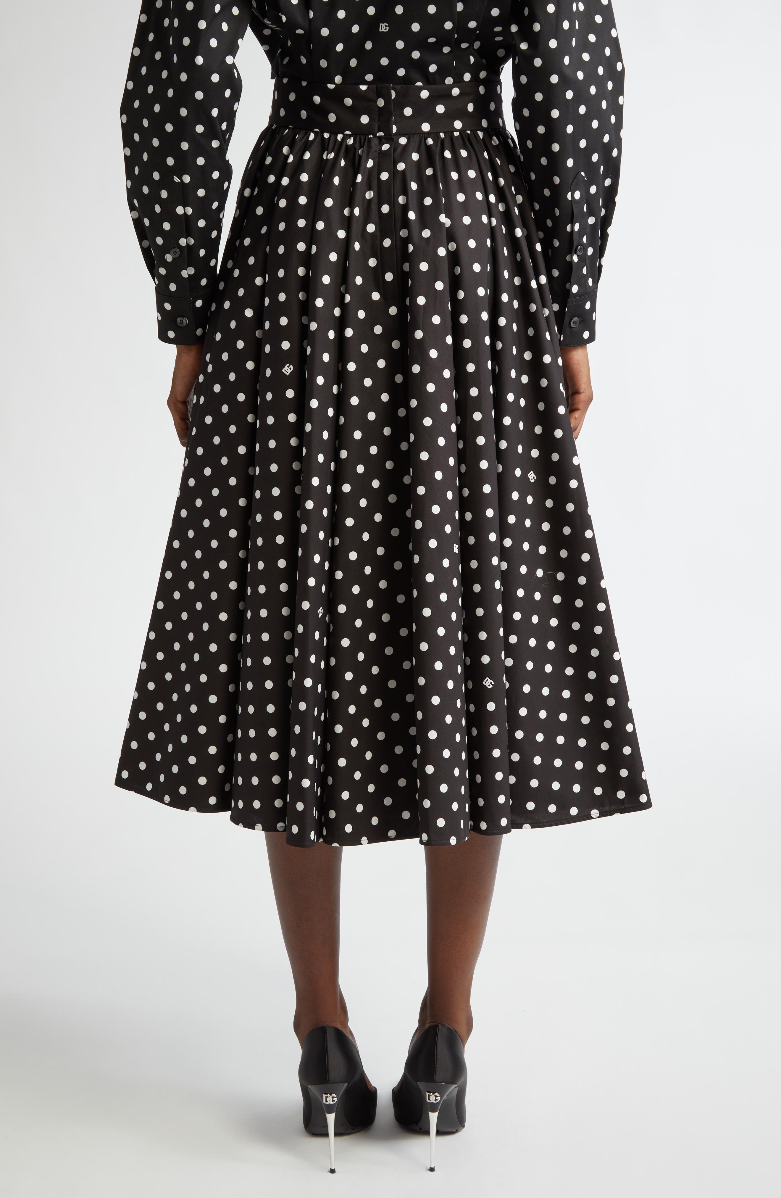 Dolce&Gabbana Polka Dot Cotton Circle Skirt in Hnzqw Pois Picc 0 8 F.nero at Nordstrom - 3