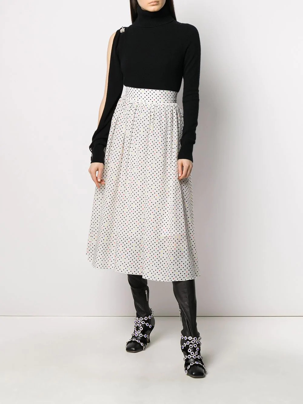 polka dot print pleated skirt - 2