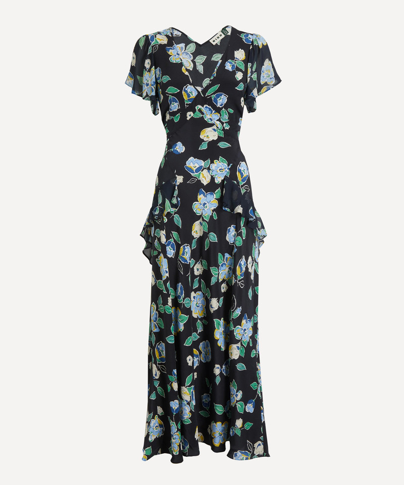 Evie Kimmie Floral Navy Silk Dress 1