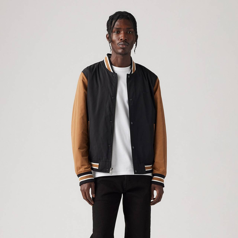 LIGHTWEIGHT COLORBLOCK VARSITY JACKET - 1