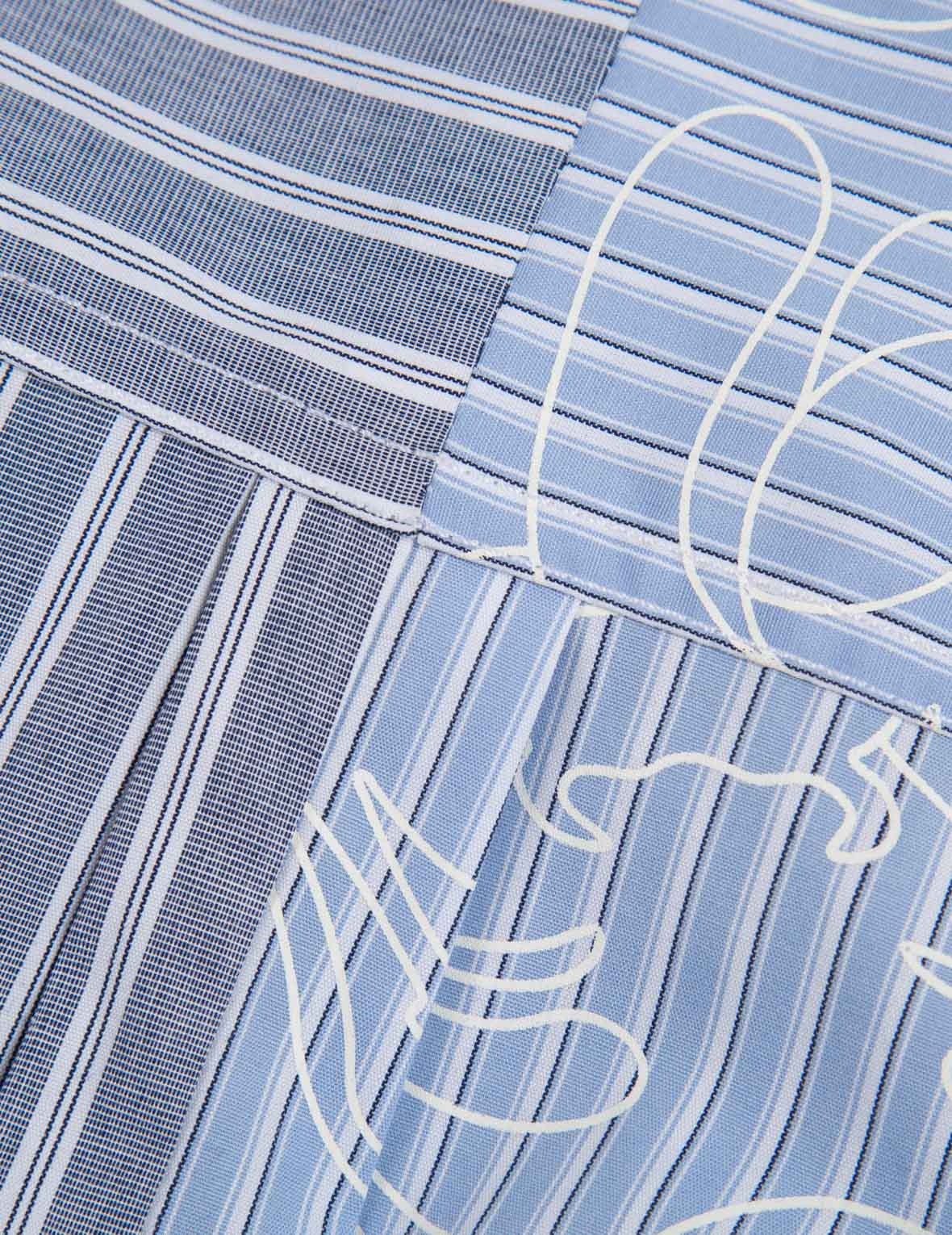 LINEAR CAMOUFLAGE PRINT TWO-TONE STRIPE SHIRT - 12
