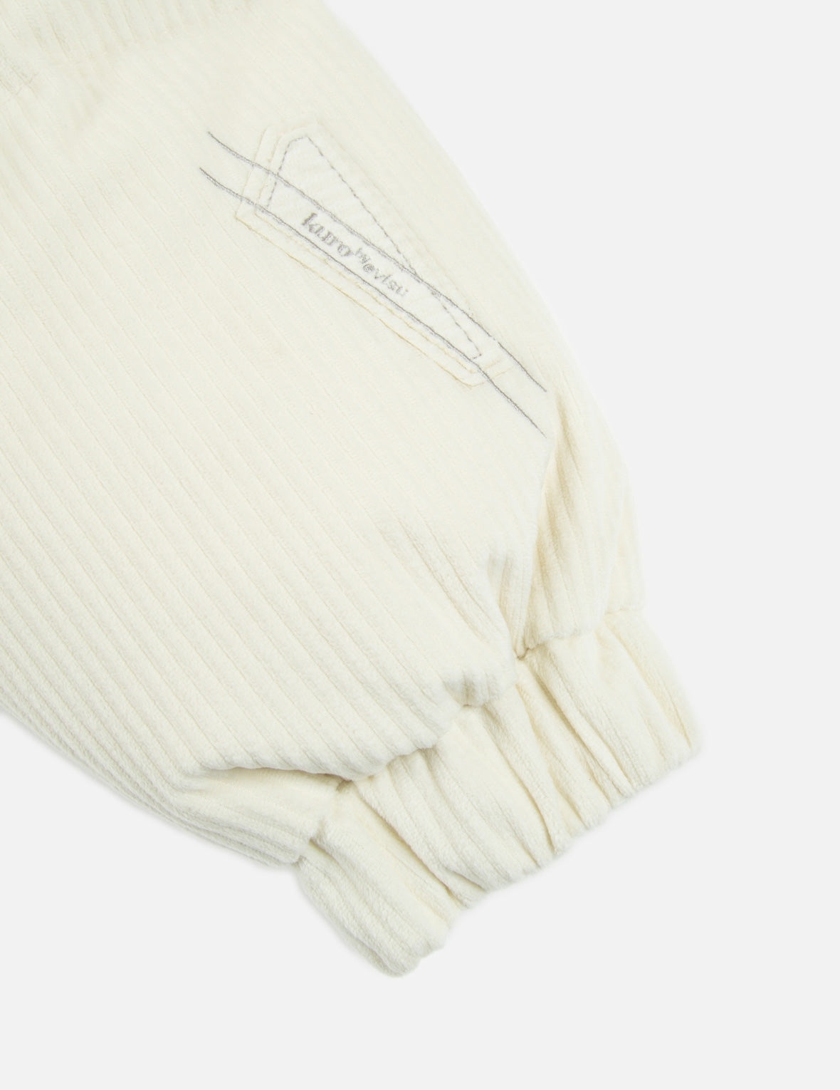 Seagull Embroidery Corduroy Belted Down Jacket - 9