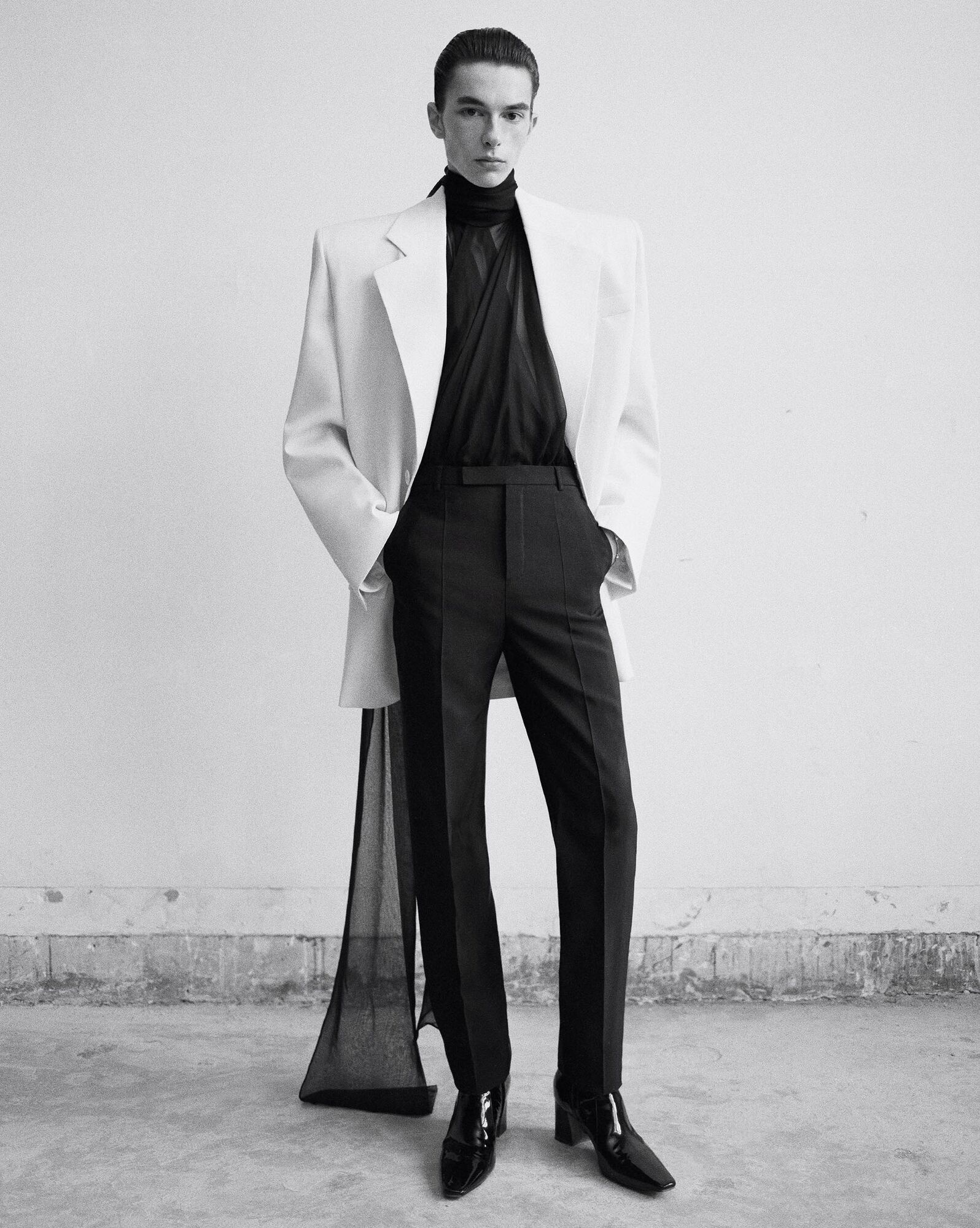 lavallière-neck top in silk muslin - 2