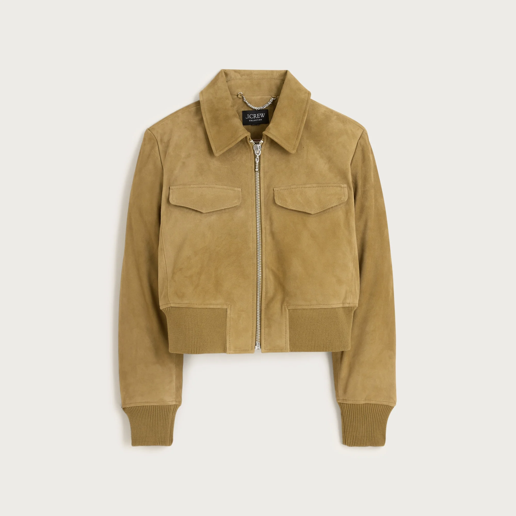 Collection cropped flight jacket in suede - 1