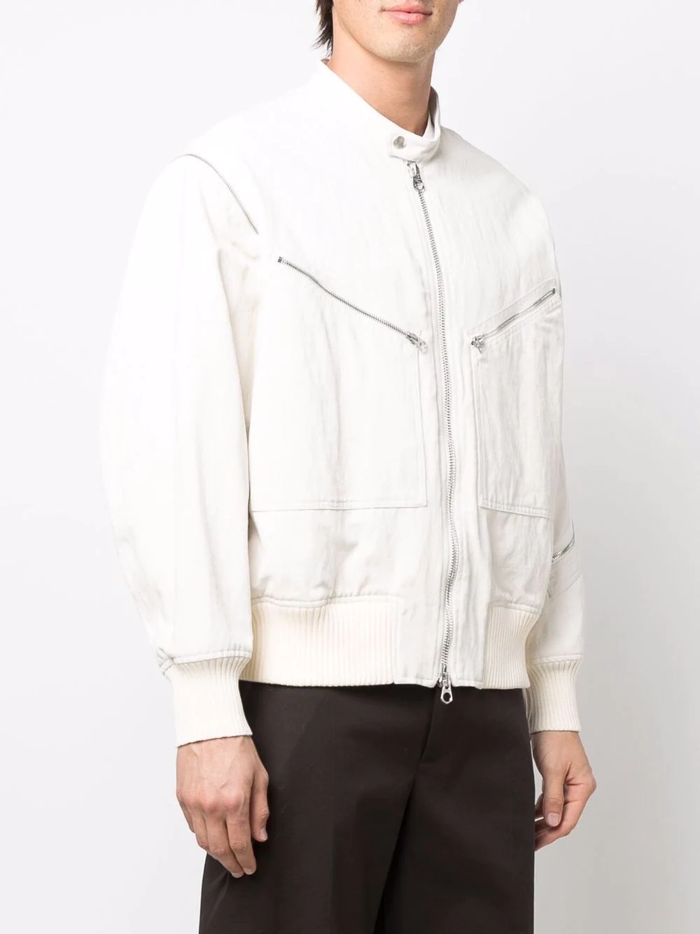 detachable-sleeves zipped bomber jacket - 3