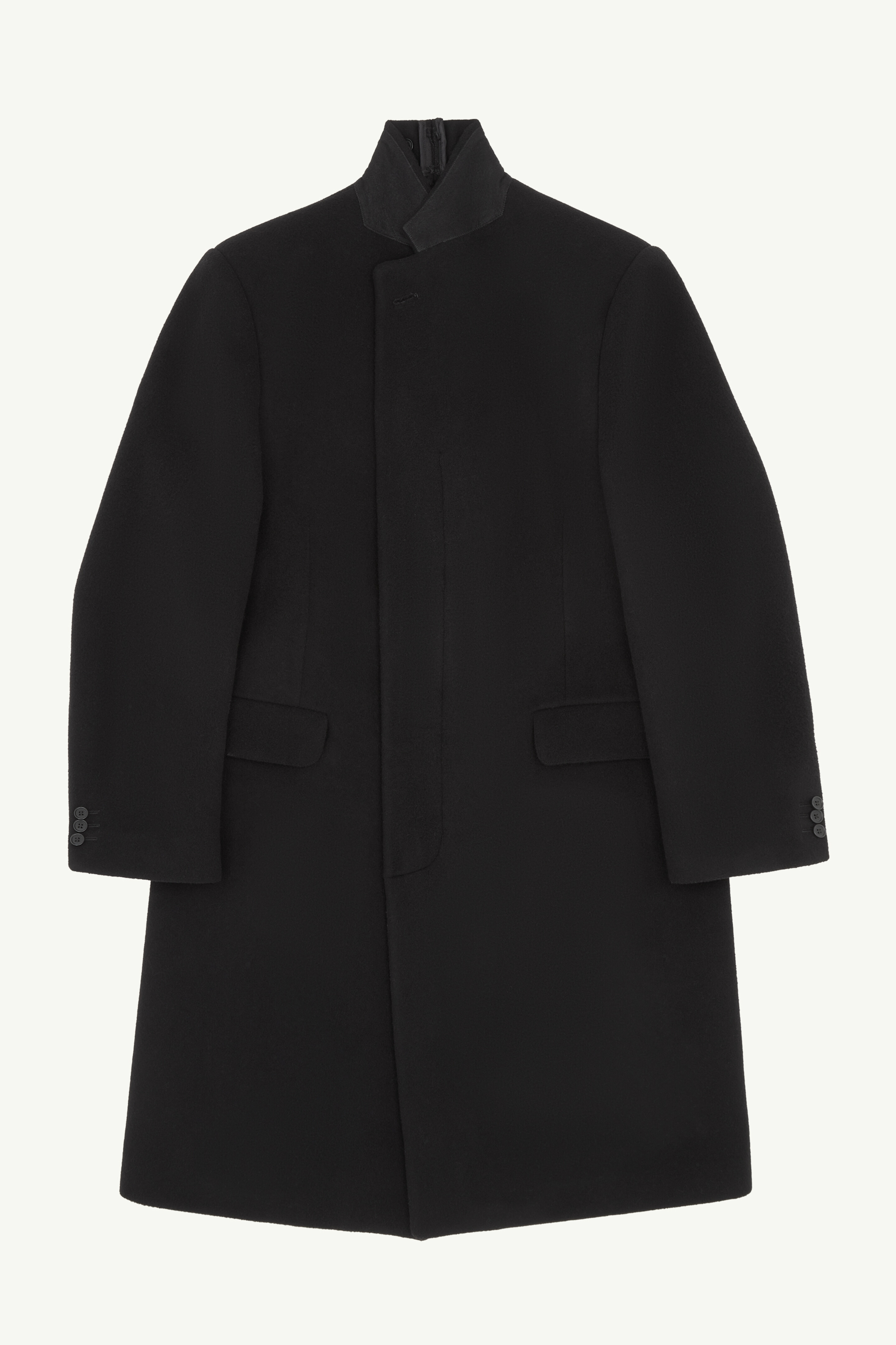 Stand collar wool blend coat - 1