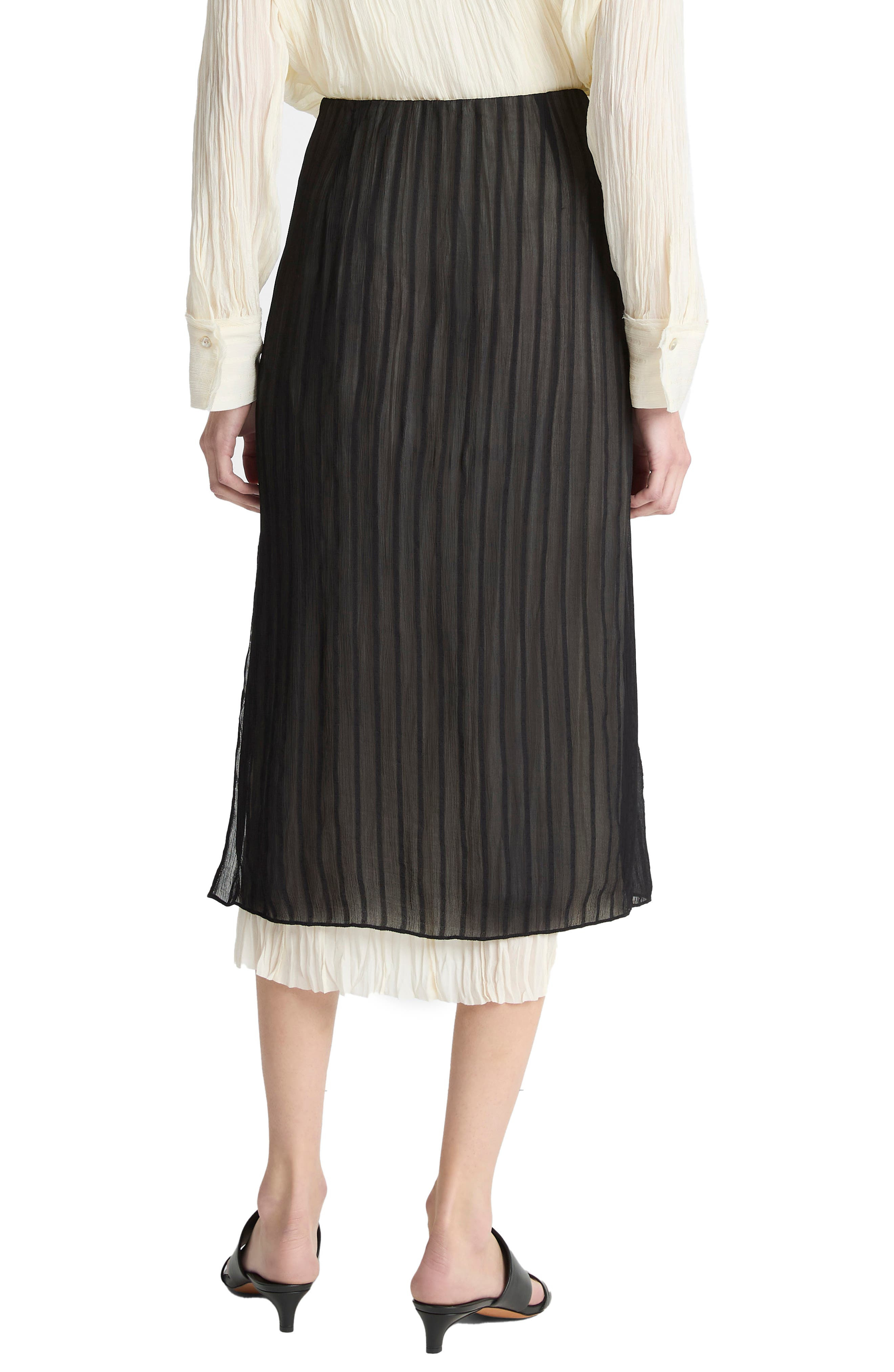 Vince Stripe Layered Midi Skirt in Black at Nordstrom - 2