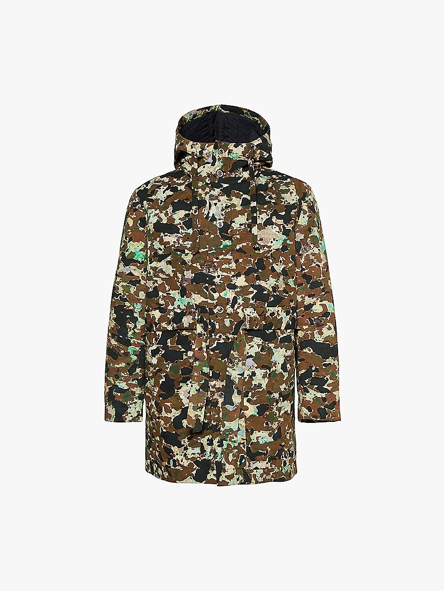 Camouflage-print hooded relaxed-fit cotton jacket - 1