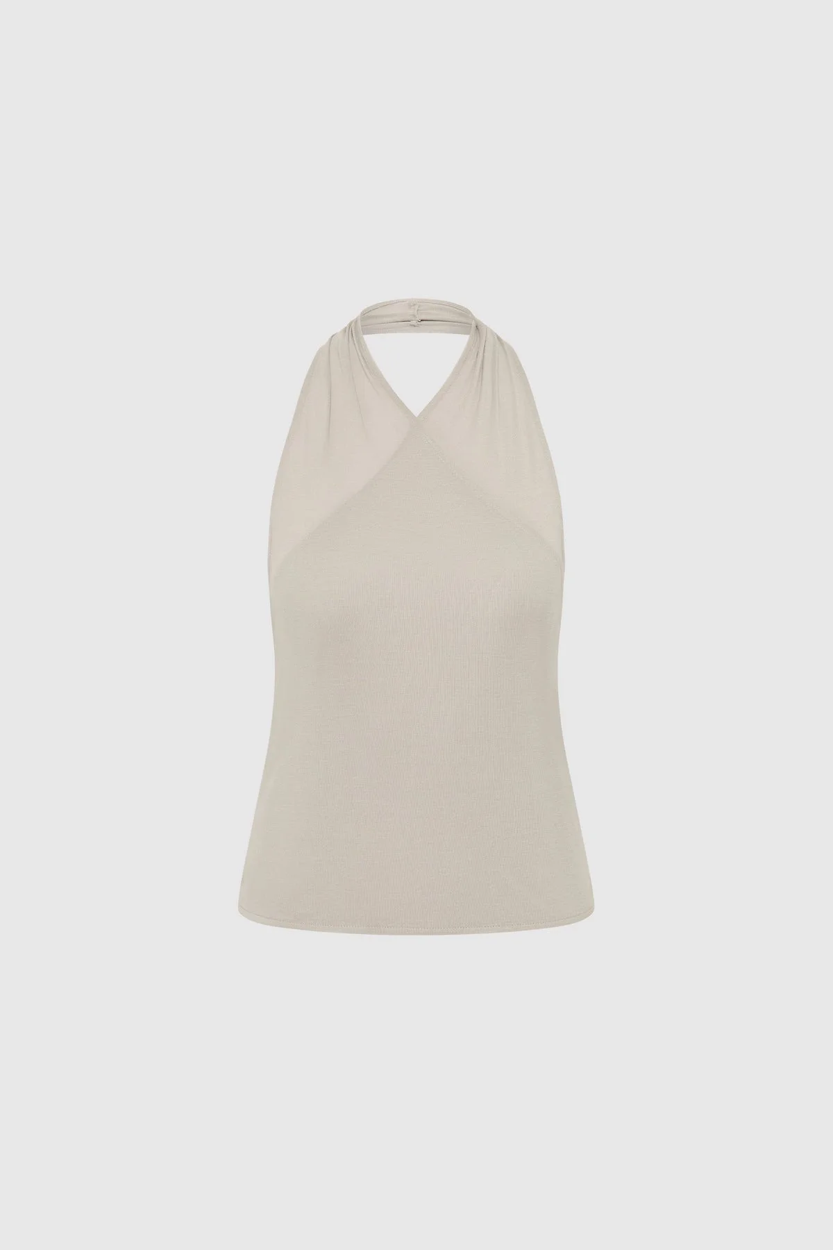 Fine Jersey Wrap Halter Top - Soft Ash - 1