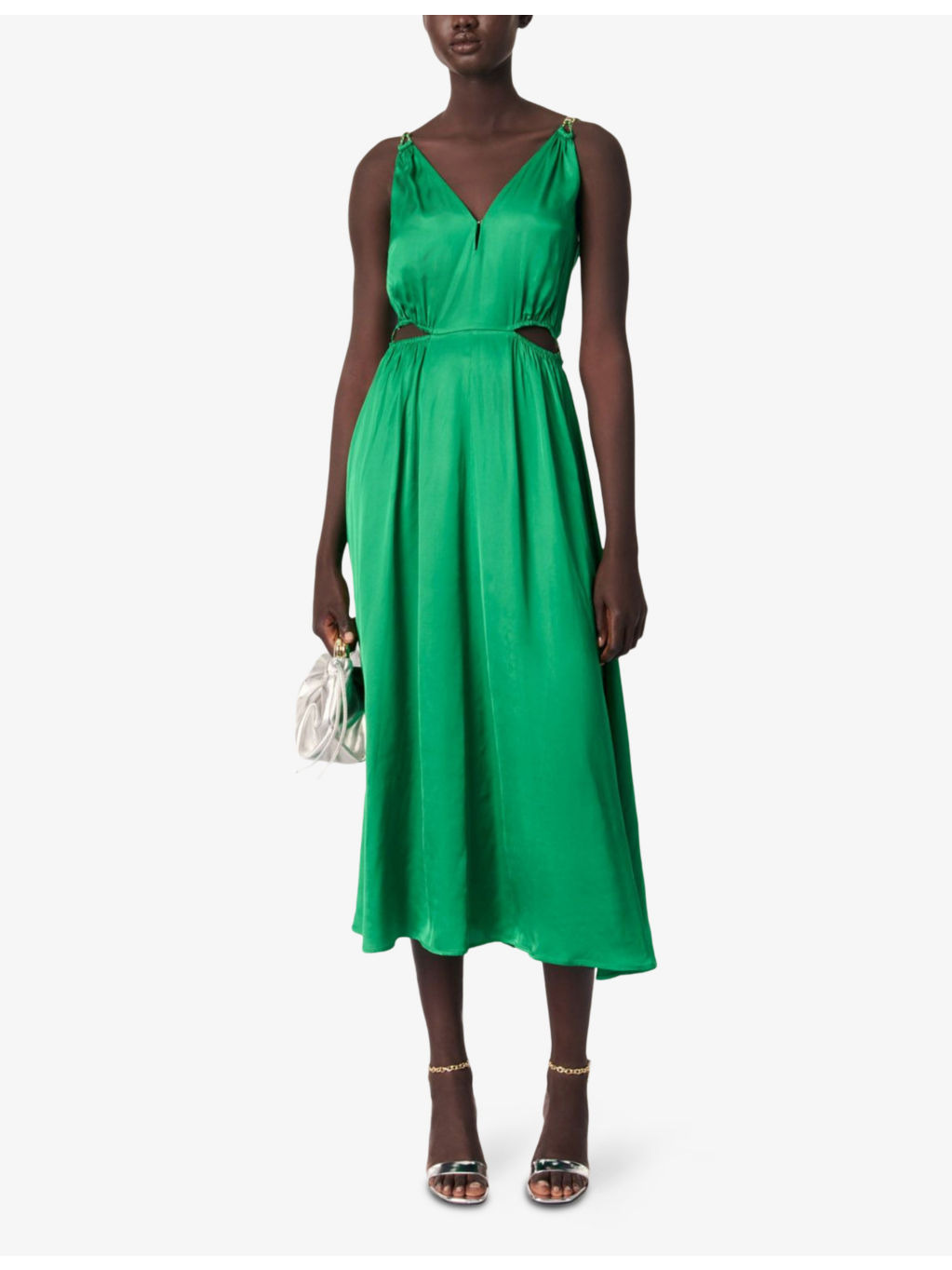 V-Neck Cut-Out Woven Midi Dress - 2