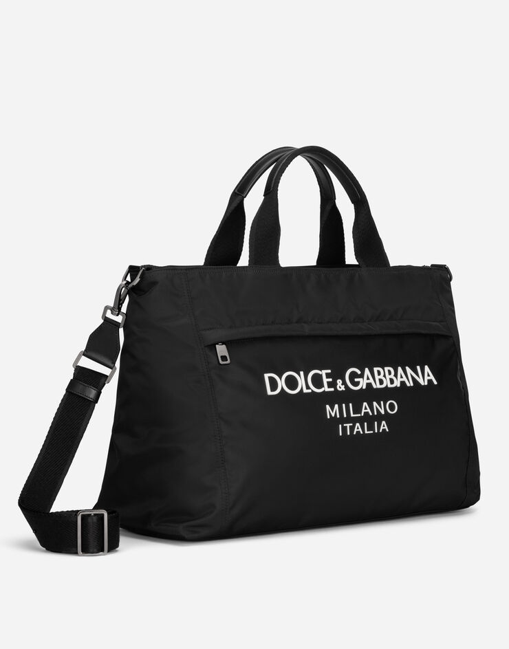 Nylon holdall with rubberized logo - 3