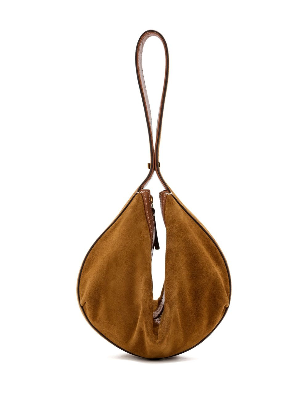 suede zip-top satchel - 2