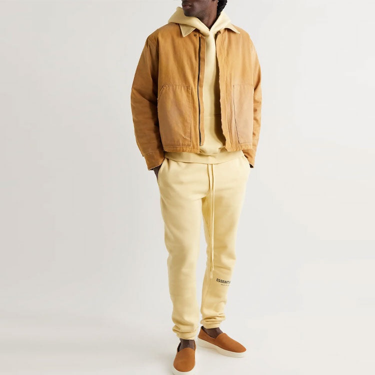 Fear of God Essentials SS22 Straight-Leg Logo-Print Cotton-Blend Jersey Sweatpants Cream FOG-SS22-00 - 2