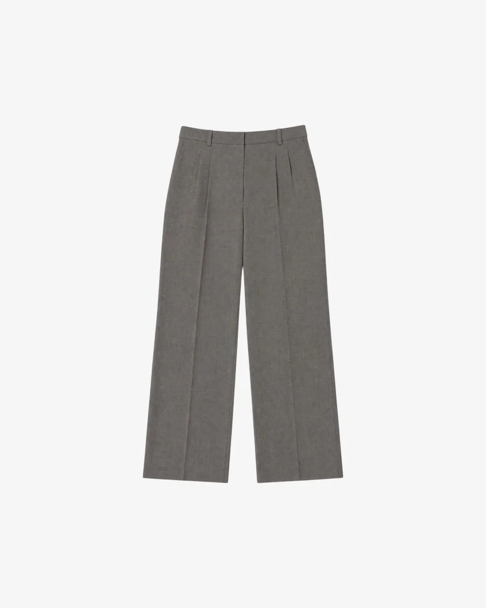 WIDE-LEG PANTS IN BEIGE WOOL BLEND - 1