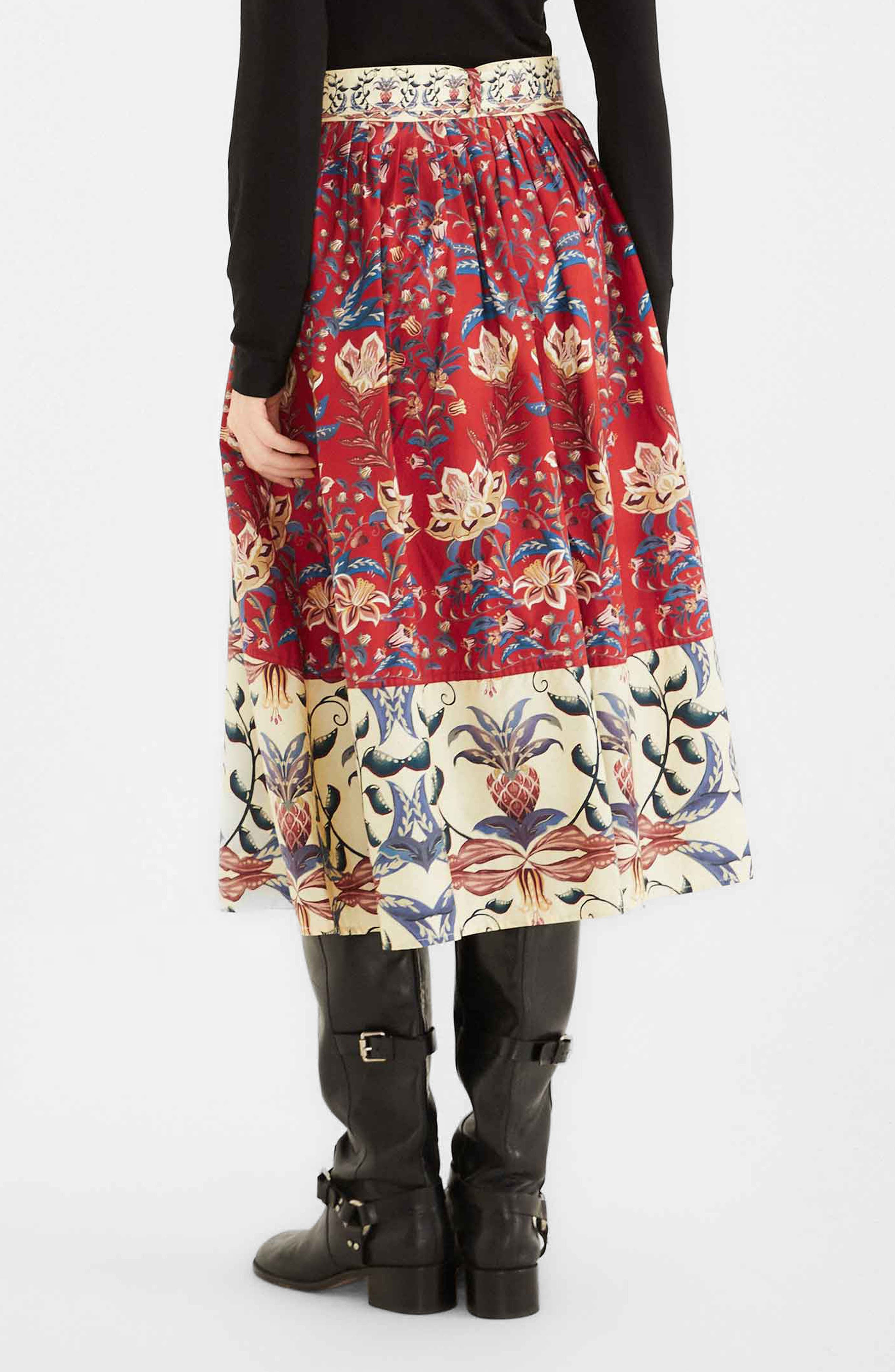 FARM Rio Winter Breeze Mixed Print Cotton Skirt in Winter Breeze Red at Nordstrom - 2