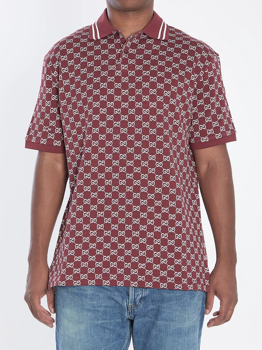 Gucci Polo In Gg Jacquard Cotton Piqué - 1