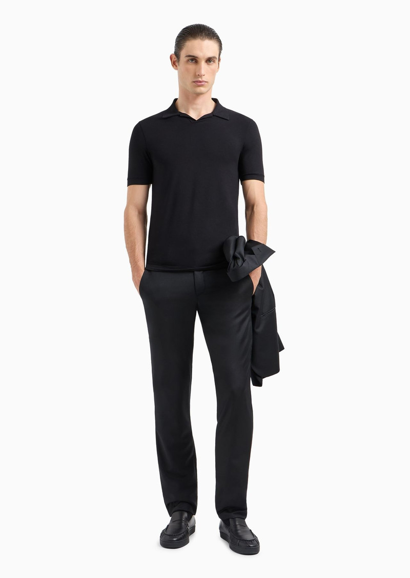 Stretch viscose jersey short-sleeved polo shirt 6